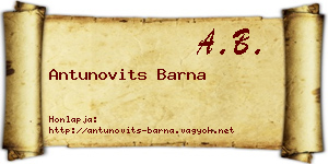 Antunovits Barna névjegykártya